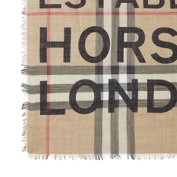 Burberry Square Scarf Address Giant Check Gauze New - Picture 3 of 6